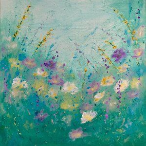 Garden Glory - Original Acrylic Painting, Floral, 8 x 8, Unique Art, Artist Sign